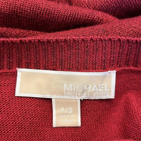 Michael Michael Kors red metallic long sleeve cut out sweater Size S EUC - Picture 8 of 9